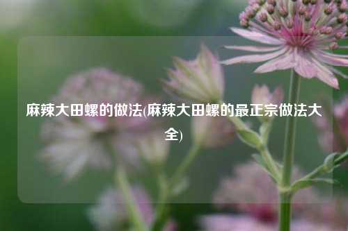 麻辣大田螺的做法(麻辣大田螺的最正宗做法大全)