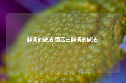 鲜汤的做法(菌菇三鲜汤的做法)